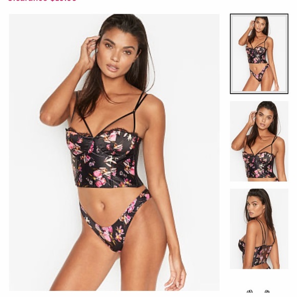 VICTORIA’S SECRET VERY SEXY BLACK FLORAL BUSTIER - Picture 2 of 7